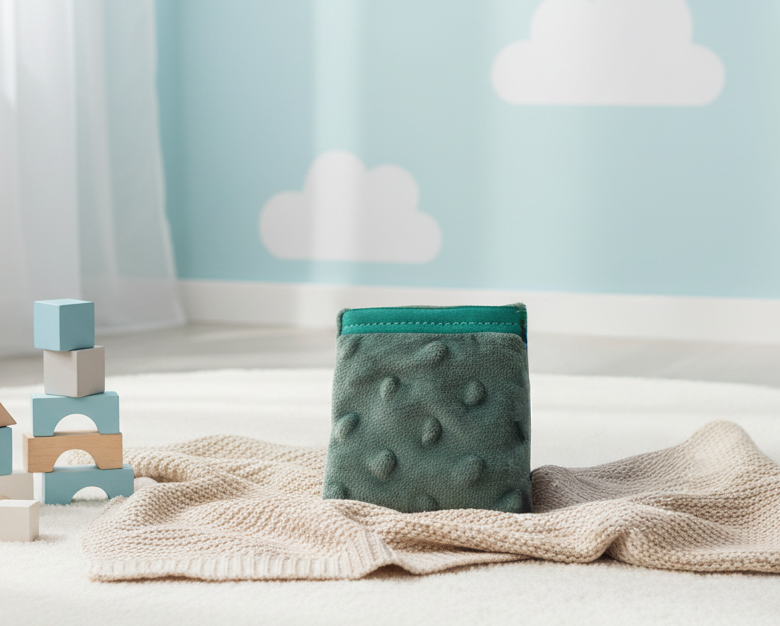 Housse pour doudou sensoriel Nuage Serein – couleur vert anglais  – apaisant pour enfants hypersensibles