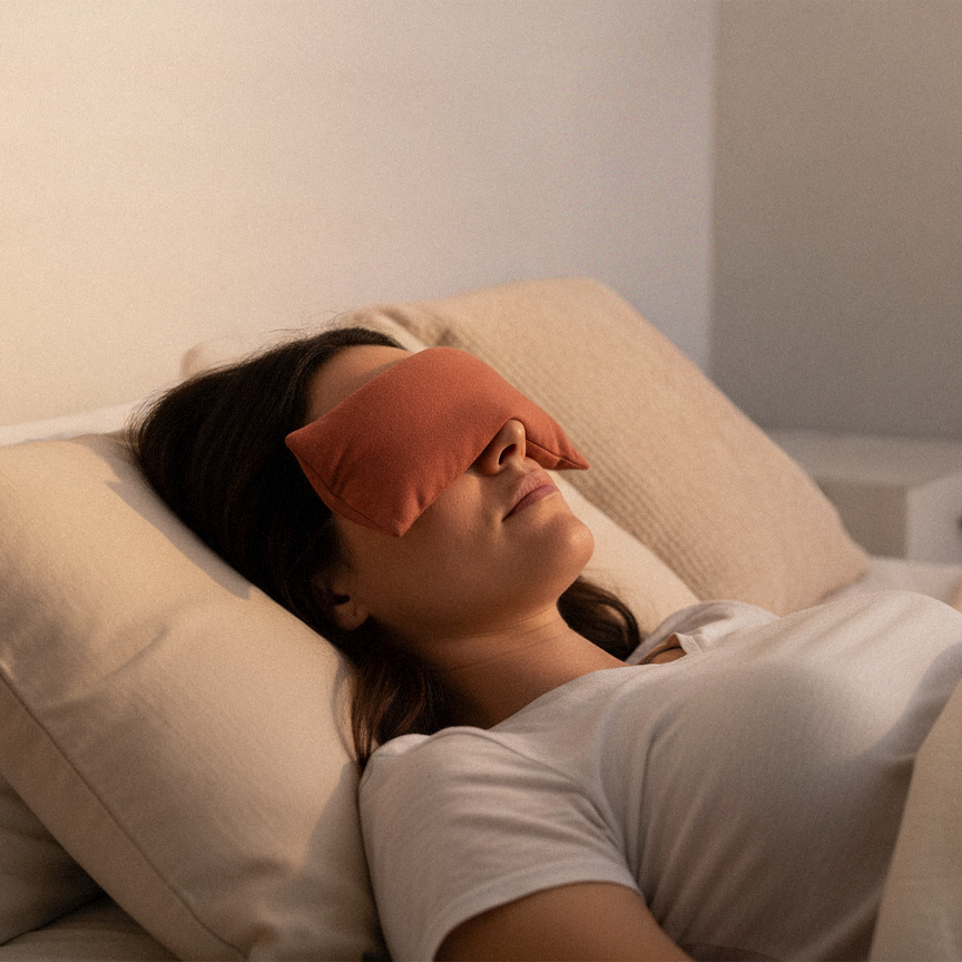 Nuage de calme rouge brique  – coussin apaisant pour les yeux – Nuage Serein